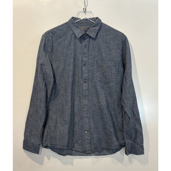 Vince Blue Geometric Print Button Up Long Sleeve Shirt Mens Size‎ Large (1824) - Picture 1 of 5